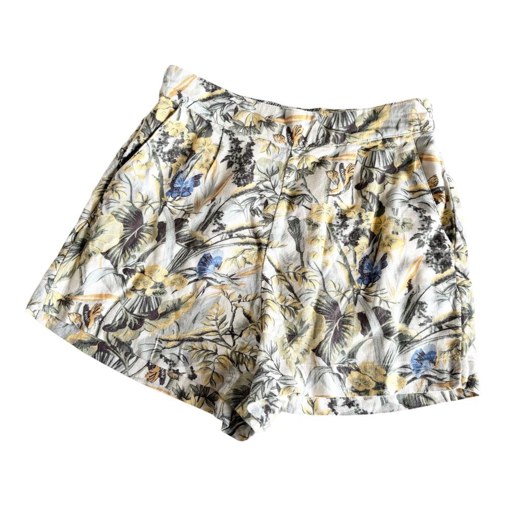 Abercrombie & Fitch Tropical Floral Linen Blend Shorts Women’s Small NWT Pull On